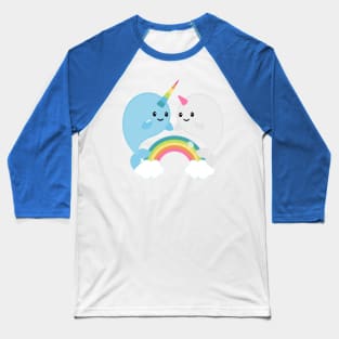 Rainbow Narwhals Baseball T-Shirt